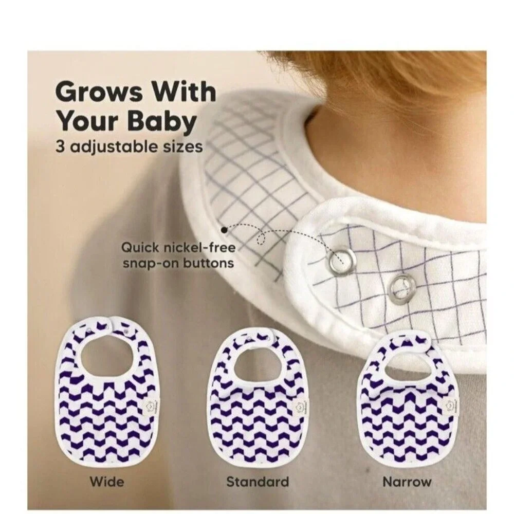 Drool Bibs Set Of 8 Boy Blue Mixed Print‎ Organic Cotton Teething Shower Gift